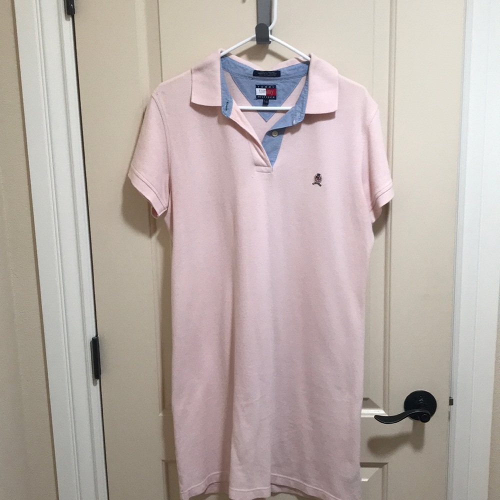 Short sleeve light pink mid length